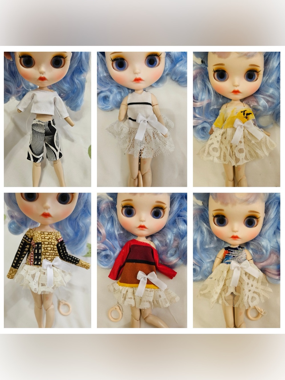 Blythe Doll with Blue Curly Hair and Mix-and-Match Outfits